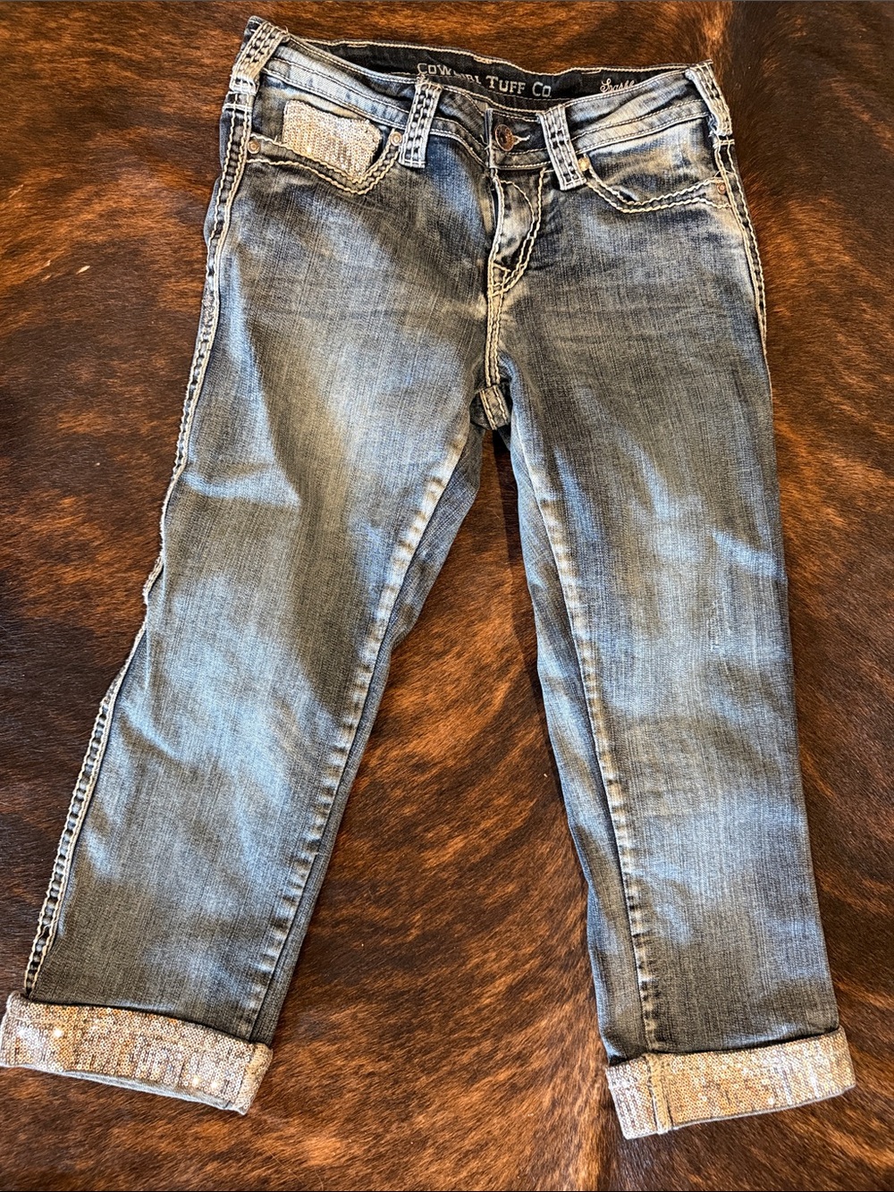 Cowgirl Tuff Women’s Light Blue Cropped Ankle Jeans